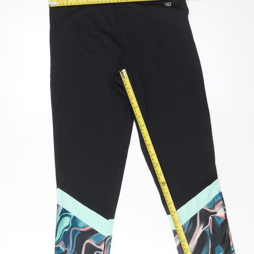 Dunnes Stores Women Black Capri Leggings Small Stretch Activewear