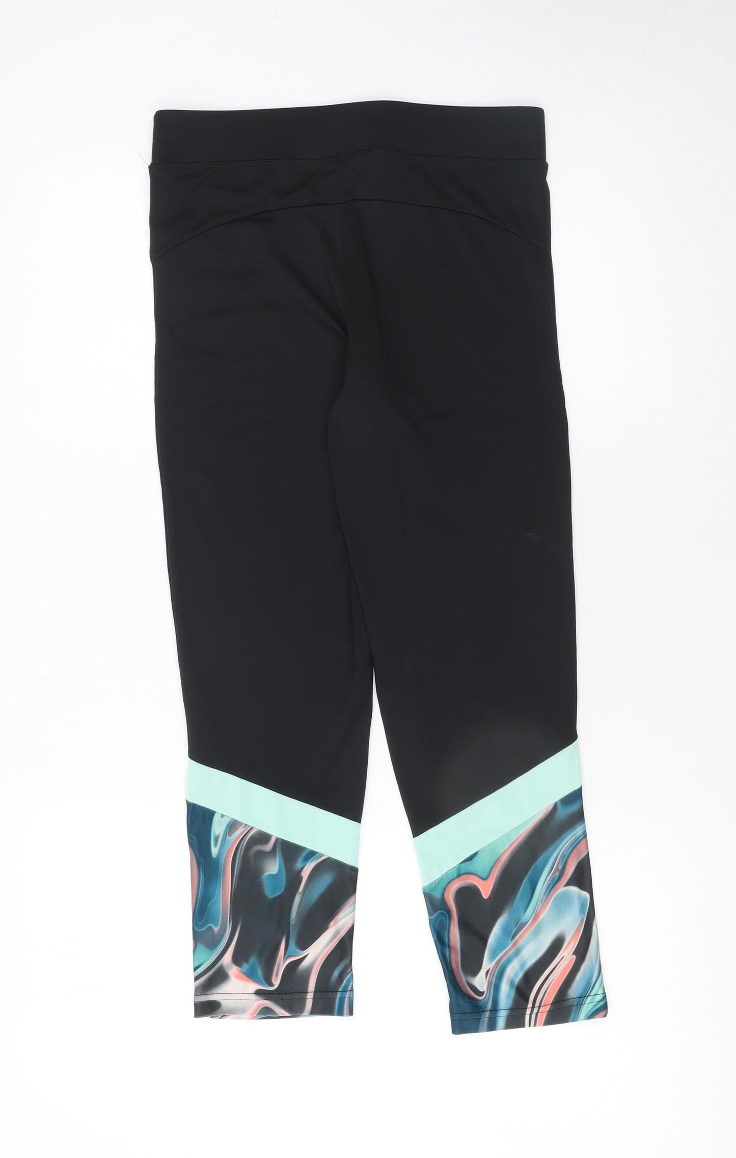 Dunnes Stores Women Black Capri Leggings Small Stretch Activewear