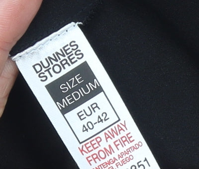 Dunnes Stores Women's Black Embroidered Bohemian Chiffon Blouse Size 12