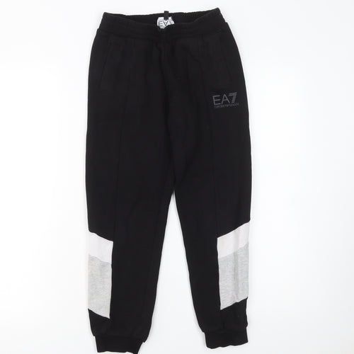 Emporio Armani Boys Black Jogger Trousers 10 Years Cotton Blend EA7