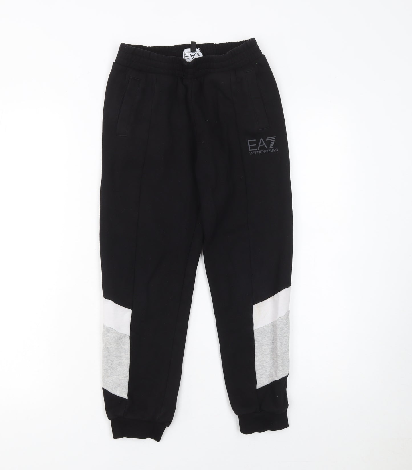 Emporio Armani Boys Black Jogger Trousers 10 Years Cotton Blend EA7