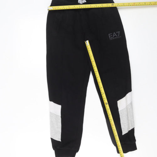 Emporio Armani Boys Black Jogger Trousers 10 Years Cotton Blend EA7