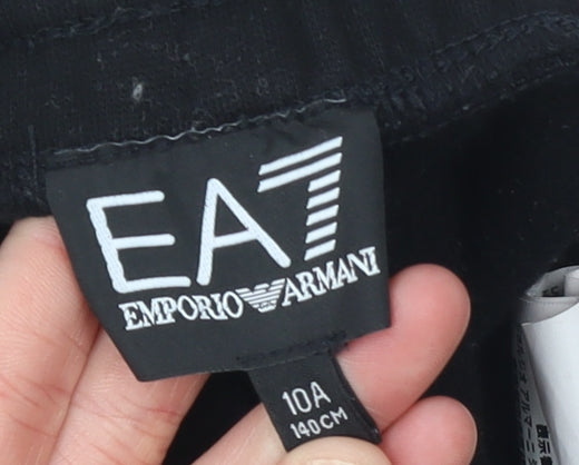 Emporio Armani Boys Black Jogger Trousers 10 Years Cotton Blend EA7