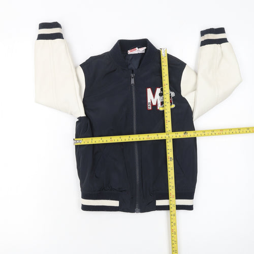 Disney Boys Blue Mickey Mouse Bomber Jacket 4-5 Years Full Zip Casual