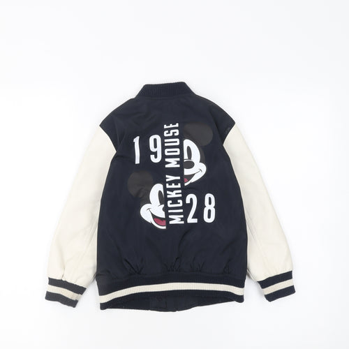 Disney Boys Blue Mickey Mouse Bomber Jacket 4-5 Years Full Zip Casual