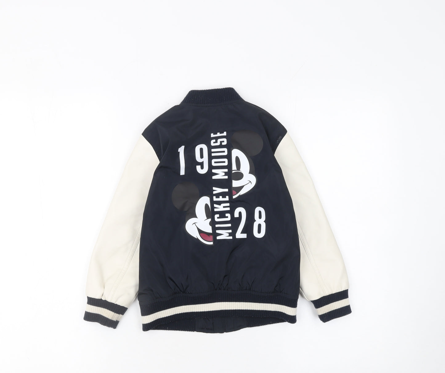 Disney Boys Blue Mickey Mouse Bomber Jacket 4-5 Years Full Zip Casual