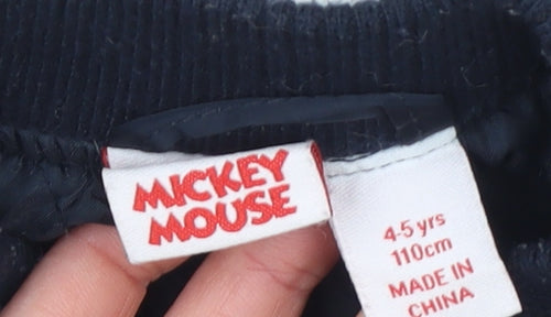 Disney Boys Blue Mickey Mouse Bomber Jacket 4-5 Years Full Zip Casual