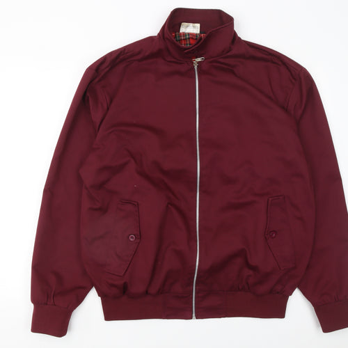 Cotton Works Men’s Burgundy Bomber Jacket 2XL Lined Classic Casual Zip