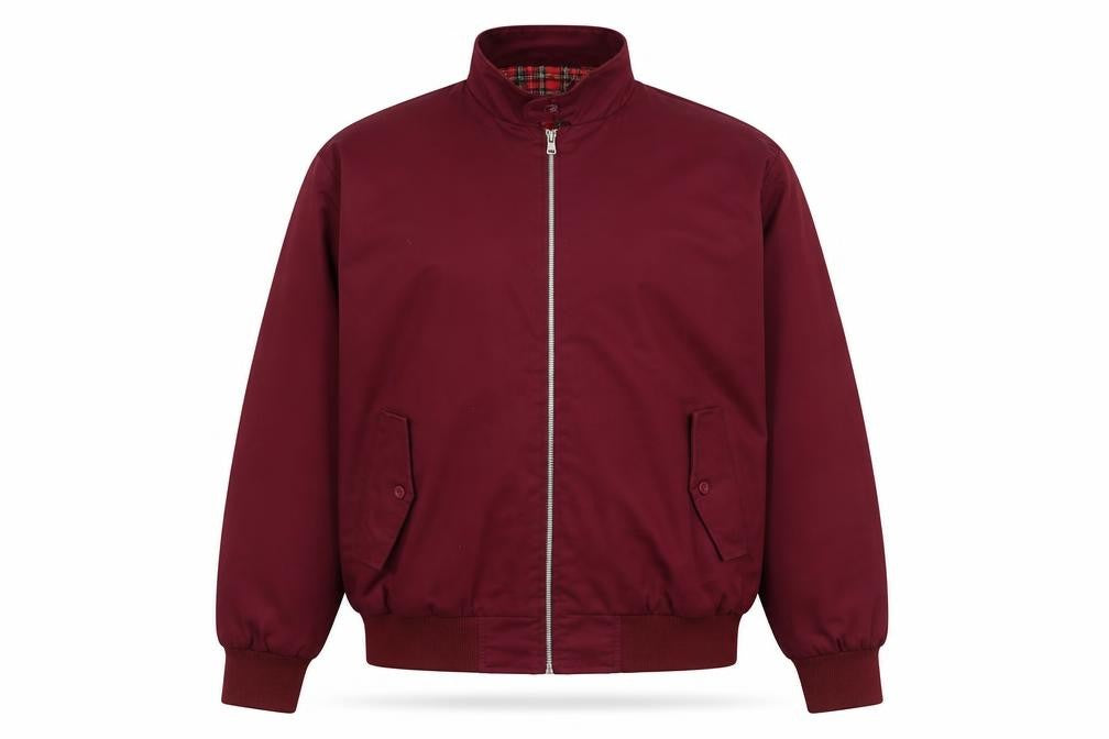 Cotton Works Men’s Burgundy Bomber Jacket 2XL Lined Classic Casual Zip