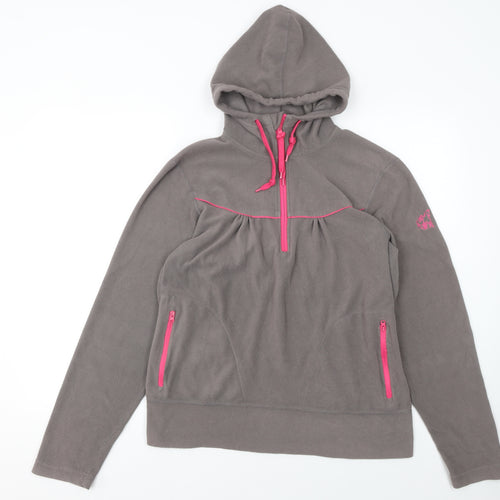 Requisite Women's Brown Fleece Hoodie XL 1/4 Zip Equestrian Pullover