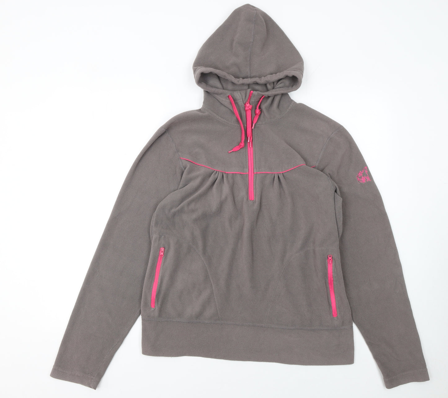 Requisite Women's Brown Fleece Hoodie XL 1/4 Zip Equestrian Pullover