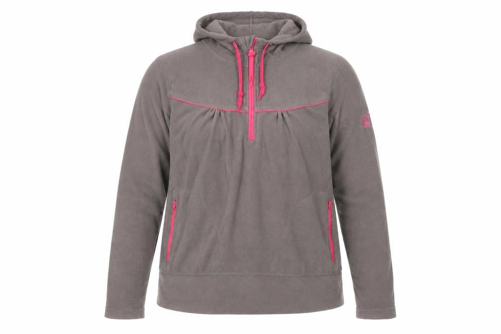 Front view of Requisite Women's Brown Fleece Hoodie XL 1/4 Zip Equestrian Pullover