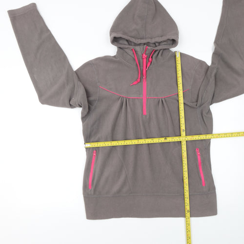 Requisite Women's Brown Fleece Hoodie XL 1/4 Zip Equestrian Pullover