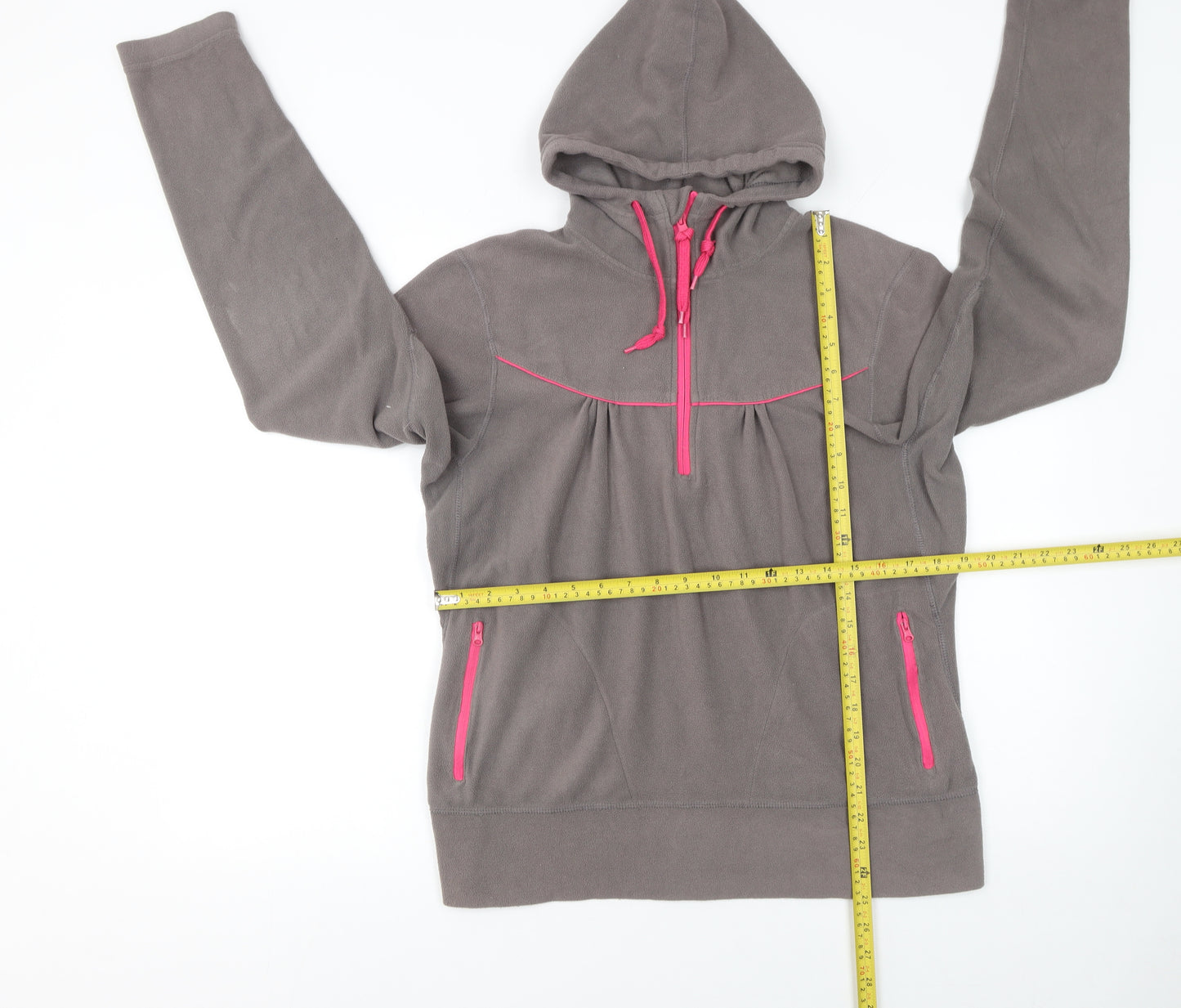Requisite Women's Brown Fleece Hoodie XL 1/4 Zip Equestrian Pullover