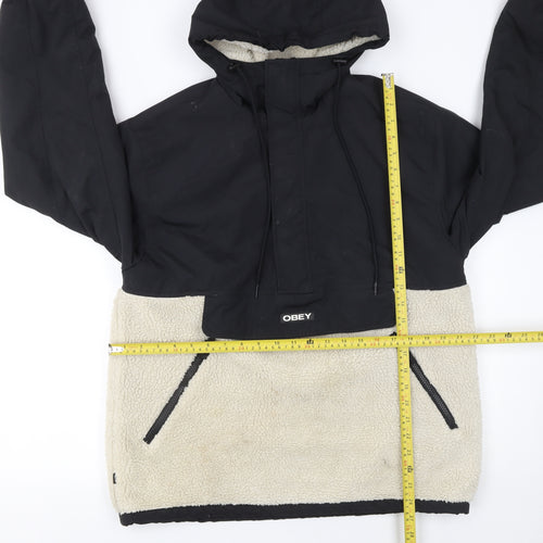 Obey Men's Black Anorak Hooded Jacket Size S Fleece Lined Winter Streetwear
