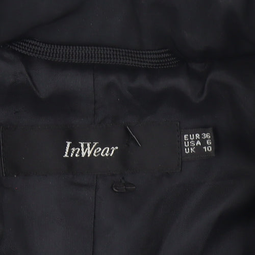 InWear Women's Black Mid-Length Padded Coat Size 10 UK
