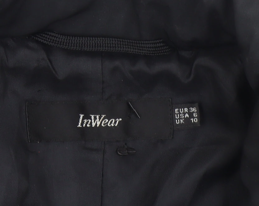InWear Women's Black Mid-Length Padded Coat Size 10 UK