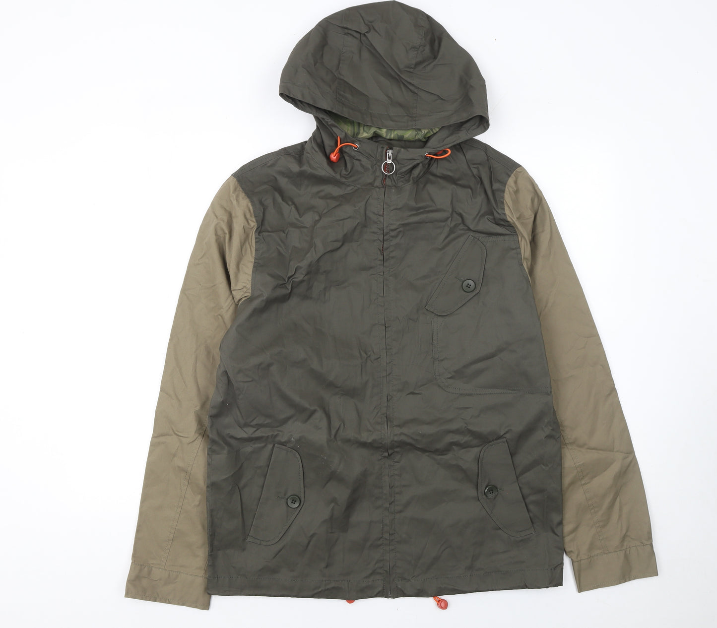 River Island Men's Green Hooded Cotton Windbreaker Jacket Size M