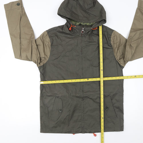 River Island Men's Green Hooded Cotton Windbreaker Jacket Size M