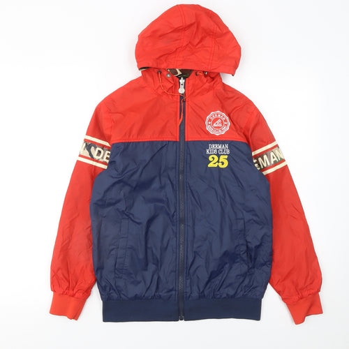 Deeman Boys Red Blue Hooded Windbreaker Jacket 13-14 Years Full Zip Casual