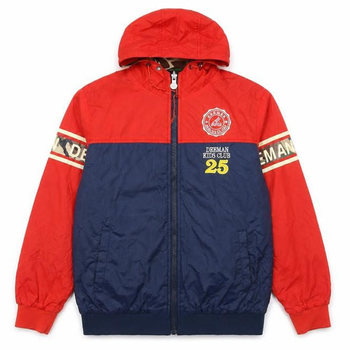 Deeman Boys Red Blue Hooded Windbreaker Jacket 13-14 Years Full Zip Casual