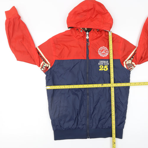 Deeman Boys Red Blue Hooded Windbreaker Jacket 13-14 Years Full Zip Casual