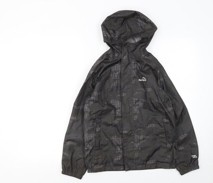 Peter Storm Boys Black Camouflage Hooded Waterproof Rain Coat 9-10 Years