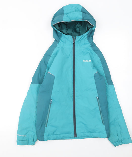 Regatta Boys Blue Waterproof Hooded Rain Coat Jacket 9-10 Years