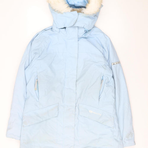 Dare 2b Women's Blue Waterproof Fur Trim Hooded Parka Coat UK 14