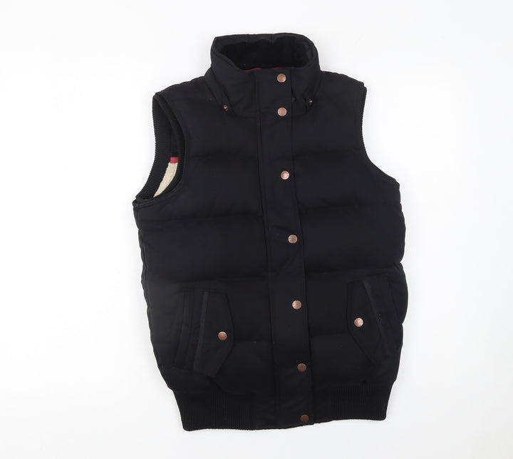 Fat Face Women Black Size 8 Puffer Waistcoat Down Filled Gilet