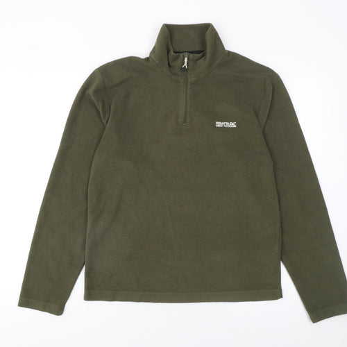 Regatta Mens Green Fleece 1/4 Zip Pullover Sweatshirt Size S