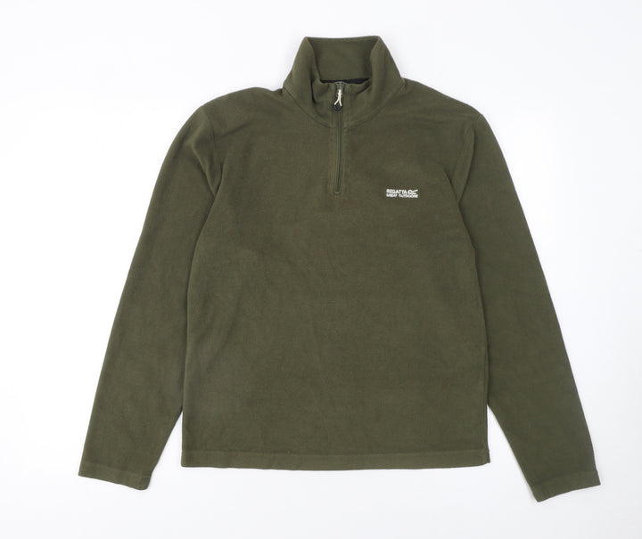 Regatta Mens Green Fleece 1/4 Zip Pullover Sweatshirt Size S