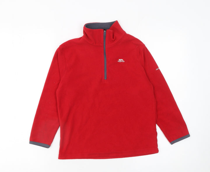 Trespass Boys Red Fleece Half Zip Pullover Sweatshirt 9-10 Years