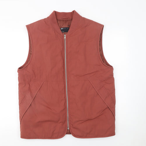 ASOS DESIGN Men's Brown Cotton Nylon Zip Waistcoat Size S 38in