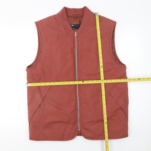 ASOS DESIGN Men's Brown Cotton Nylon Zip Waistcoat Size S 38in