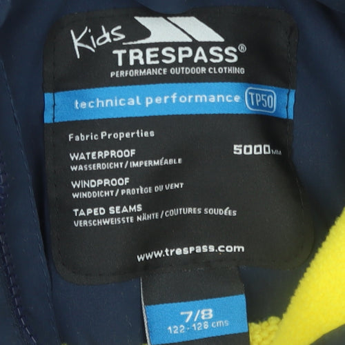 Trespass Boys Blue Waterproof Windproof Parka Jacket 7-8 Years