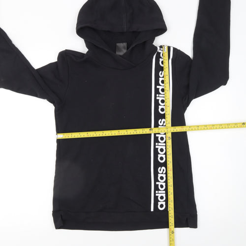 Adidas Women’s Black Pullover Hoodie Small Logo Tape Cotton Blend