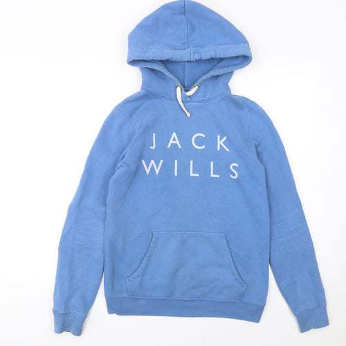 Jack Wills Women Blue UK 6 Pullover Hoodie with Logo Print