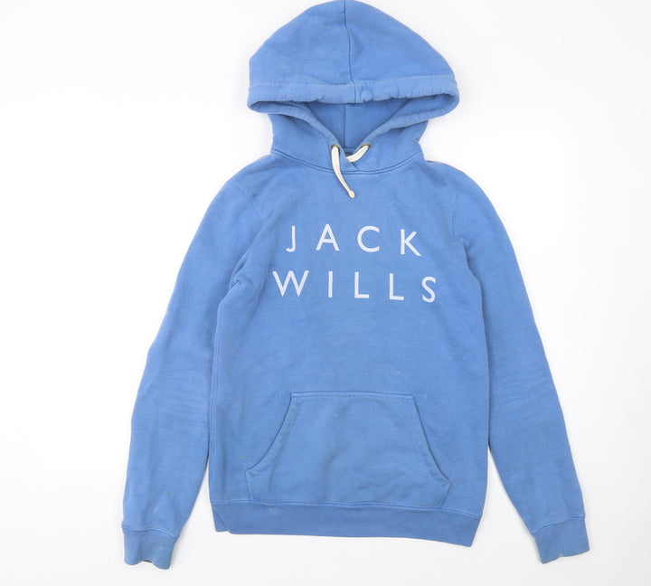 Jack Wills Women Blue UK 6 Pullover Hoodie with Logo Print