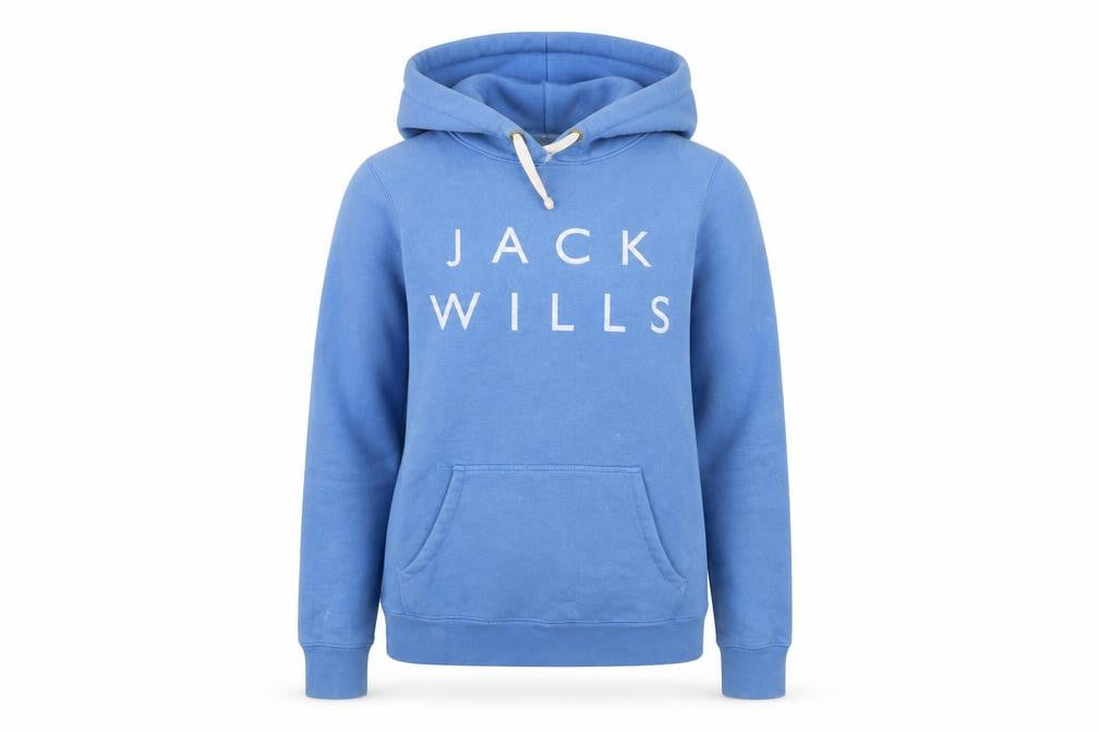 Jack Wills Women Blue UK 6 Pullover Hoodie with Logo Print