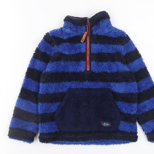 Joules Boys Blue Striped Fleece 1/4 Zip Jacket 3 Years