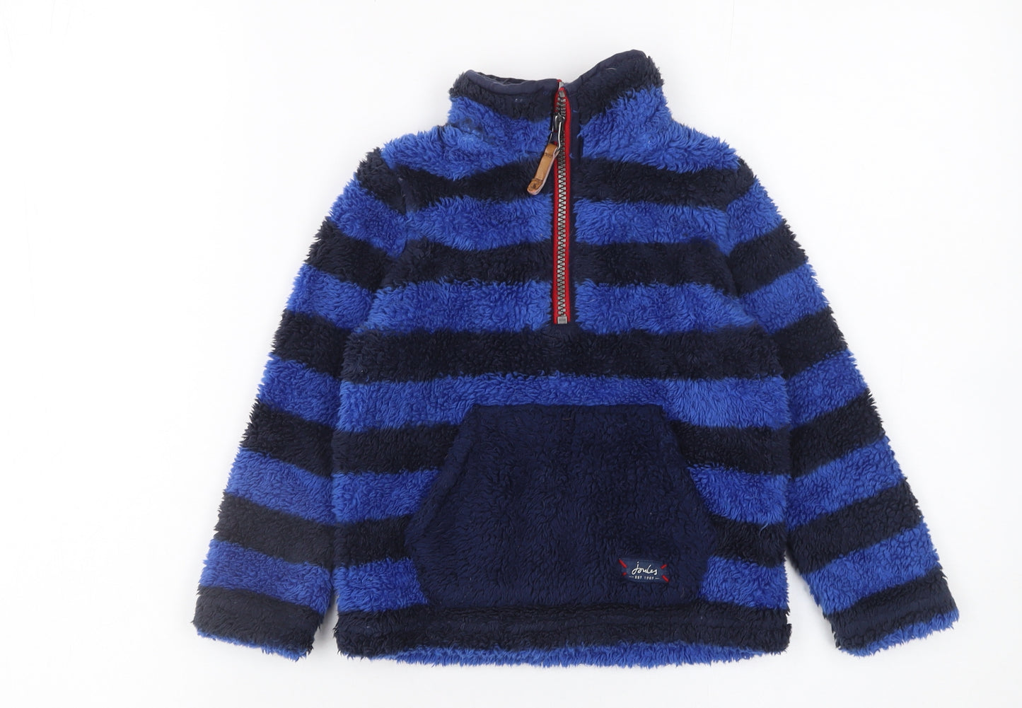 Joules Boys Blue Striped Fleece 1/4 Zip Jacket 3 Years