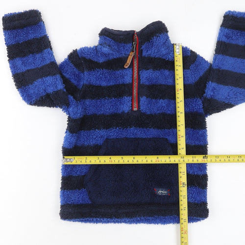 Joules Boys Blue Striped Fleece 1/4 Zip Jacket 3 Years