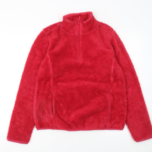 TRU Collection Womens Red Fleece 1/4 Zip Pullover Sweatshirt M