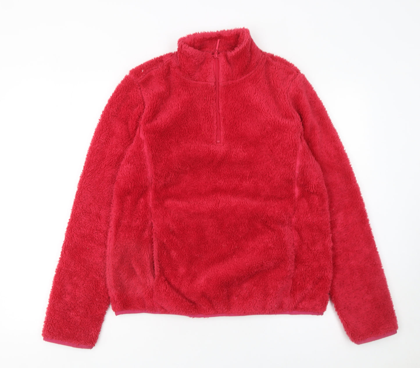 TRU Collection Womens Red Fleece 1/4 Zip Pullover Sweatshirt M