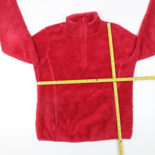 TRU Collection Womens Red Fleece 1/4 Zip Pullover Sweatshirt M