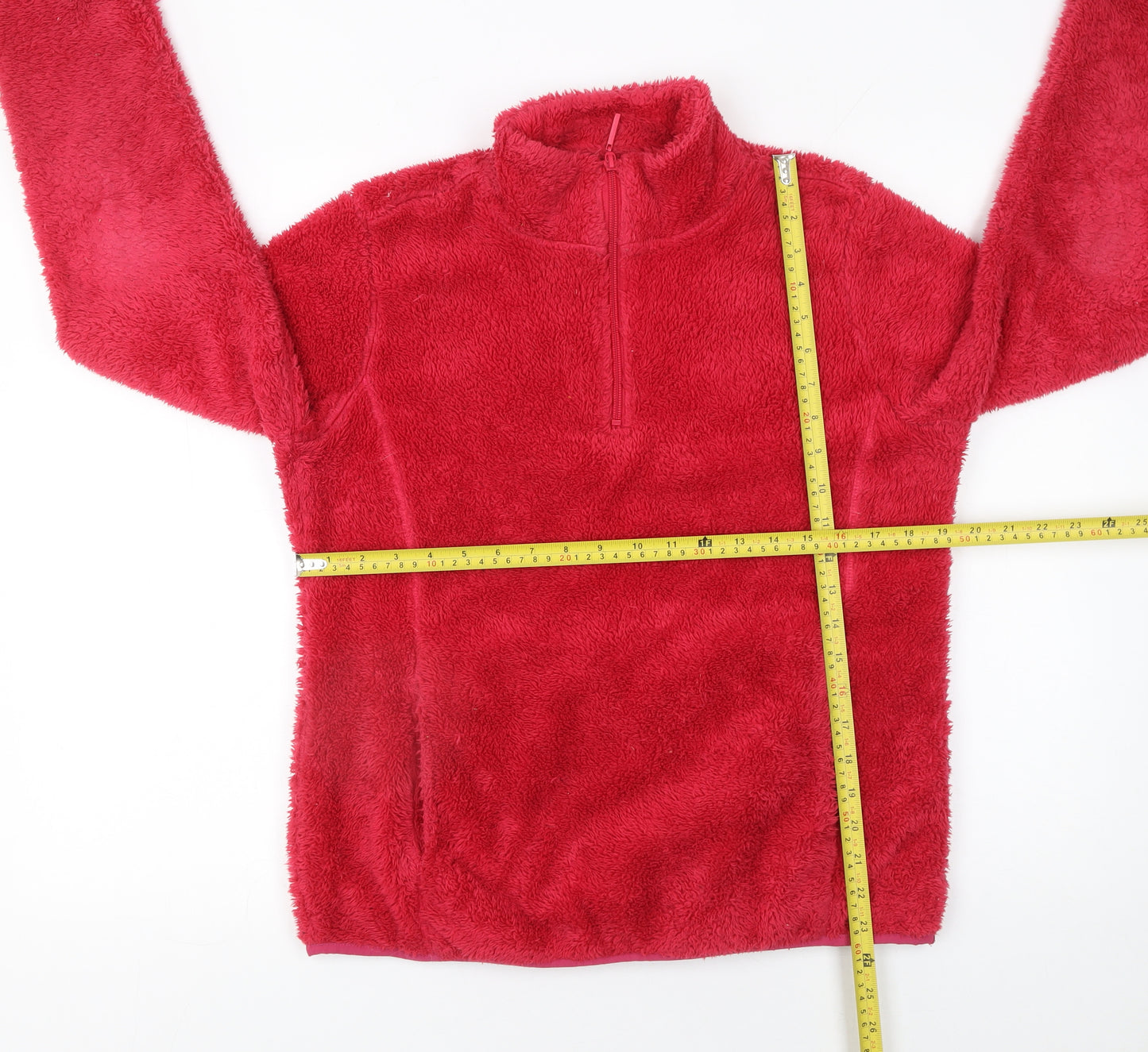 TRU Collection Womens Red Fleece 1/4 Zip Pullover Sweatshirt M