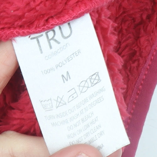 TRU Collection Womens Red Fleece 1/4 Zip Pullover Sweatshirt M
