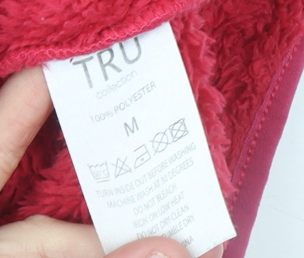 TRU Collection Womens Red Fleece 1/4 Zip Pullover Sweatshirt M