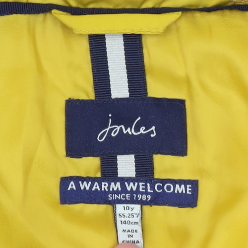 Joules Girls Yellow Hooded Puffer Jacket 10 Years Lightweight Winter Coat